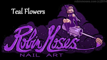 Spring Teal Floral Nail Art Tutorial