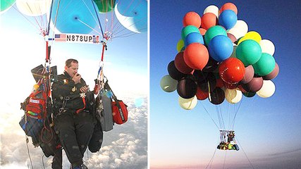 Canadian Man Uses 101 Balloons To Fly Over The City!!