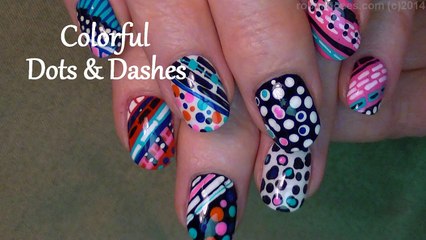 Stripes and DOT Nails   Fun and Crazy Nail Design!!