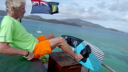 Nick Jacobsen Kiteboards Off Richard Branson's Island