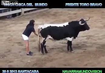 Cesur Kız Boğayı Bakın Nasıl Sakinleştiriyor