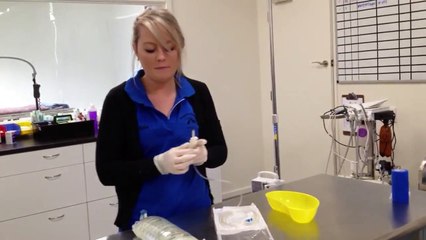 Setting up IV fluid line