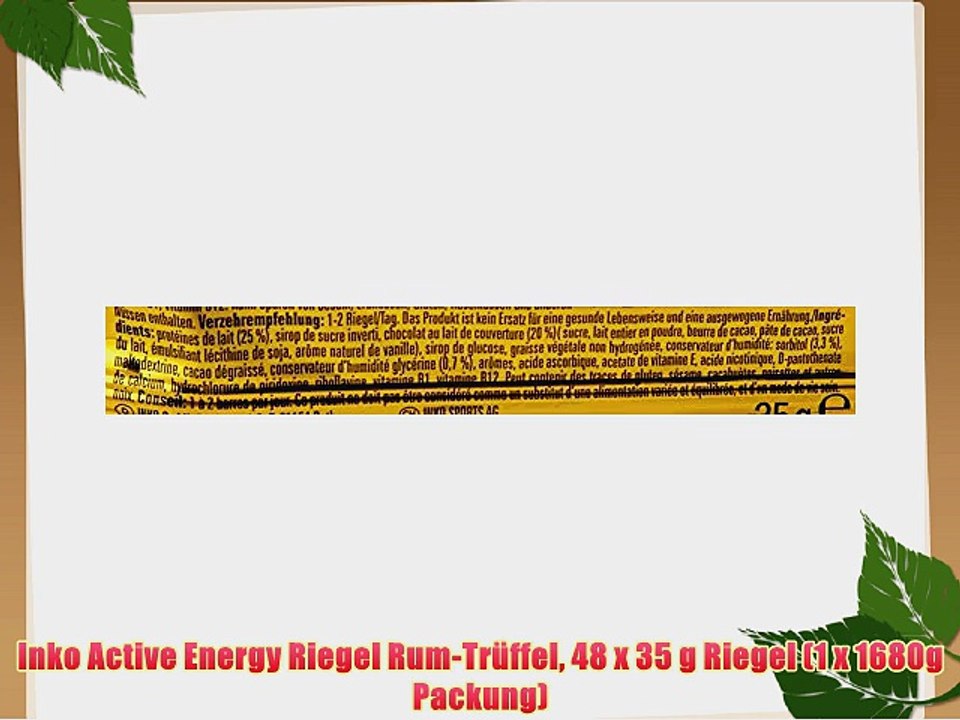 Inko Active Energy Riegel Rum-Tr?ffel 48 x 35 g Riegel (1 x 1680g Packung)