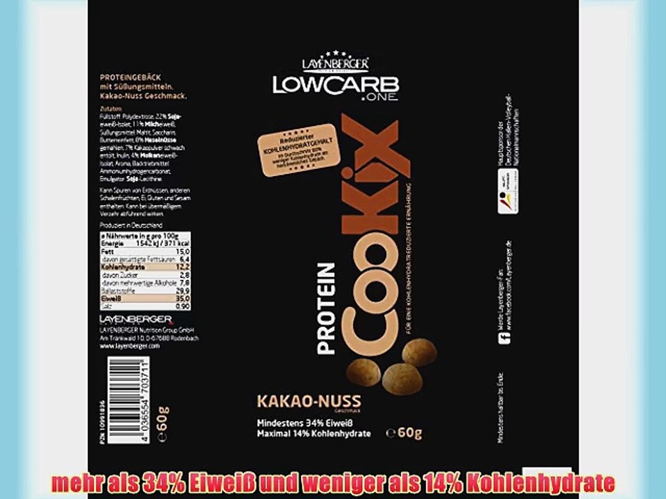 Layenberger LowCarb.one Protein CooKix Kakao-Nuss 10er Pack (10 x 60 g)