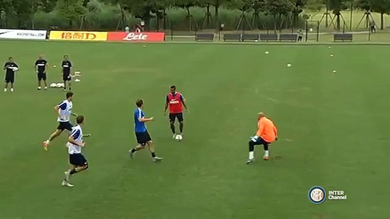 INTER MILAN'S XHERDAN SHAQIRI SCORES CLASSY GOAL FROM CORNER SPOT IN TRAINING
