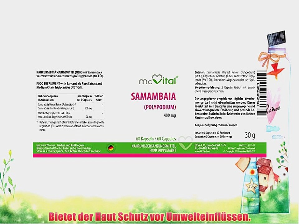 Samambaia Polypodium - 400 mg - Schutz vor UV bedingter Hautalterung - 60 Kapseln