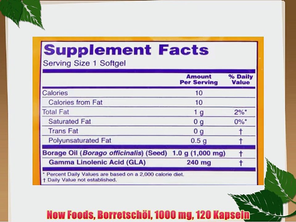 Now Foods Borretsch?l 1000 mg 120 Kapseln