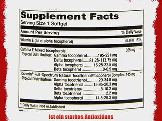 Life Extension Vitamin E Gamma E Tocopherol/Tocotrienols 60 Softgel-Kaps.