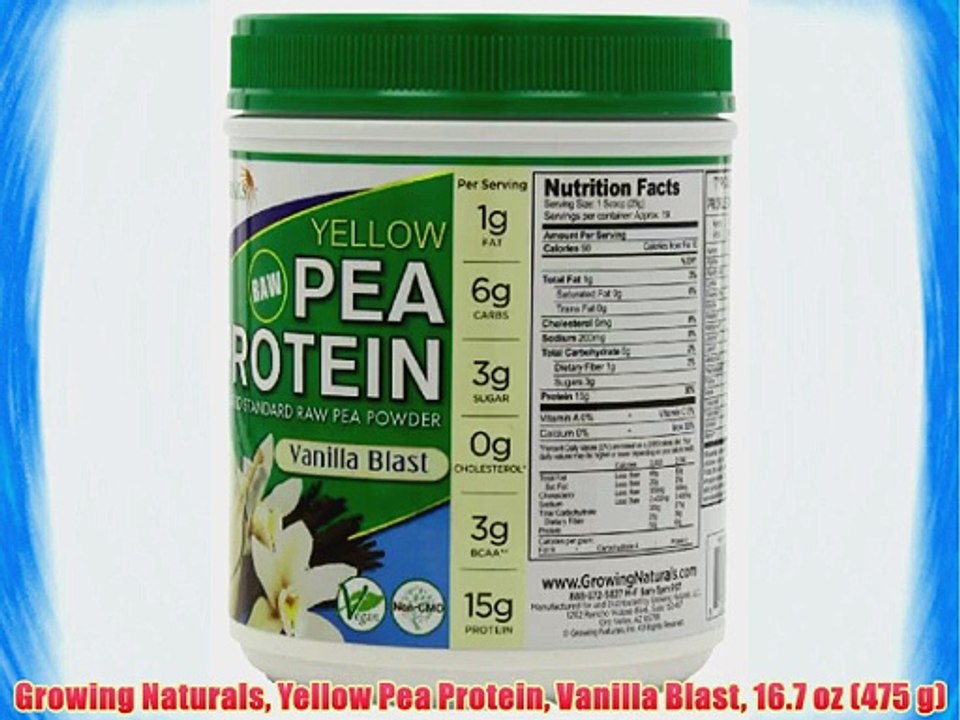 Growing Naturals Yellow Pea Protein Vanilla Blast 16.7 oz (475 g)