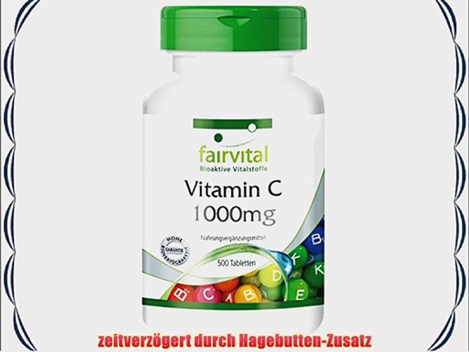 Vitamin C 1000mg mit Hagebutten gepfuffert magenfreundlich Gro?packung 500 Tabletten