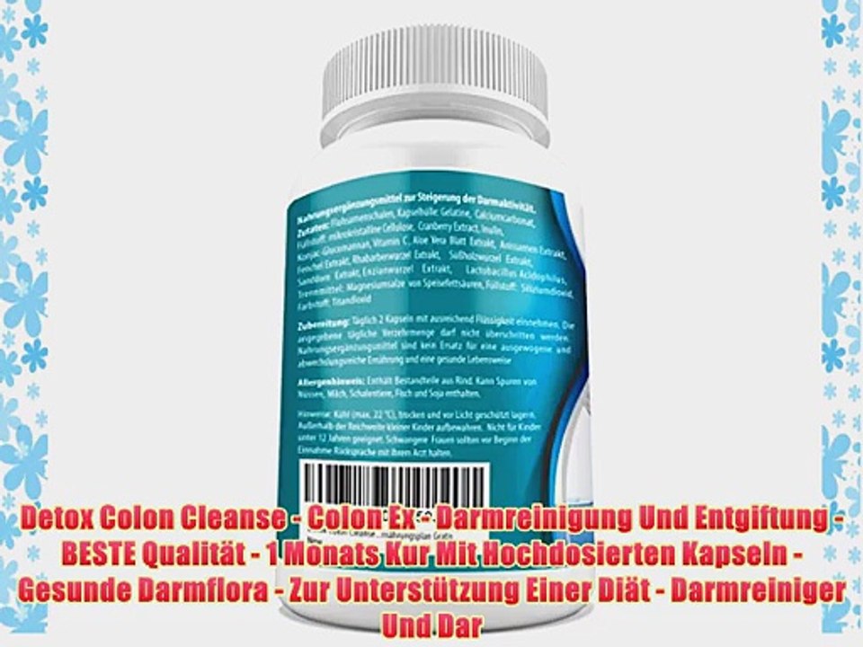 Detox Colon Cleanse - Colon Ex - Darmreinigung Und Entgiftung - BESTE Qualit?t - 1 Monats Kur