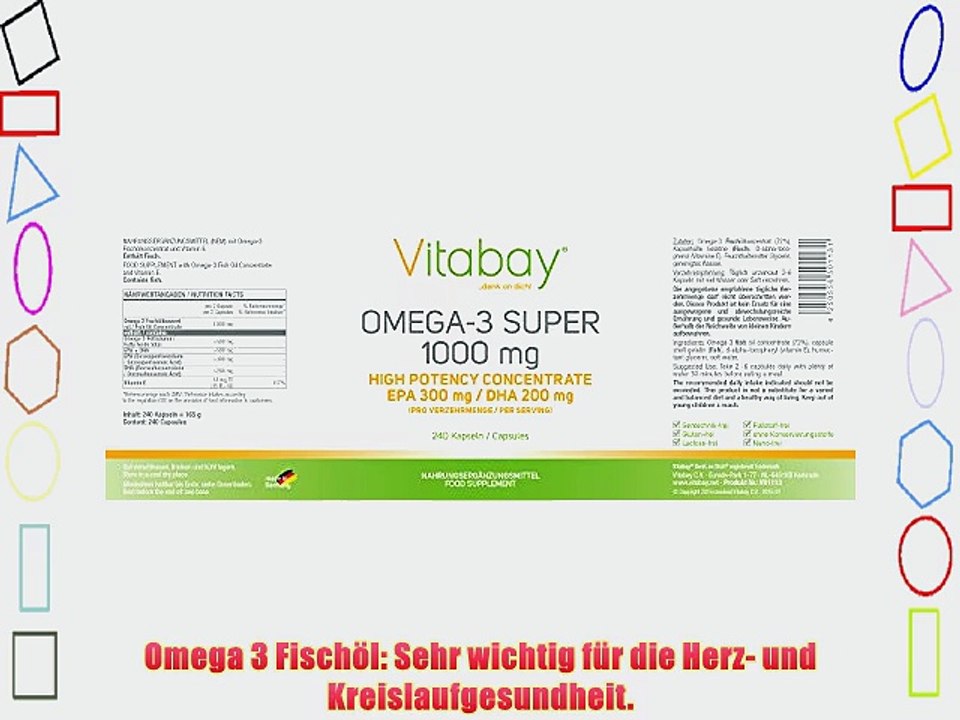 Omega 3 Super 1000 mg (inkl. Fetts?uren EPA 300 mg DHA 200 mg) - 240 Kapseln - f?r mehr Vitalit?t