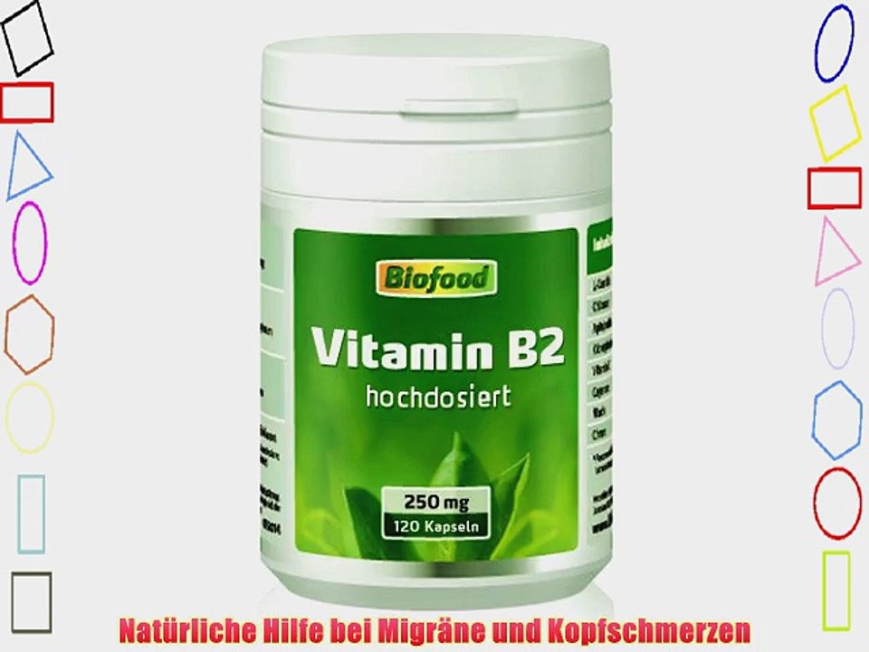 Biofood Vitamin B2 250mg hochdosiert 120 Kapseln - gegen Migr?ne