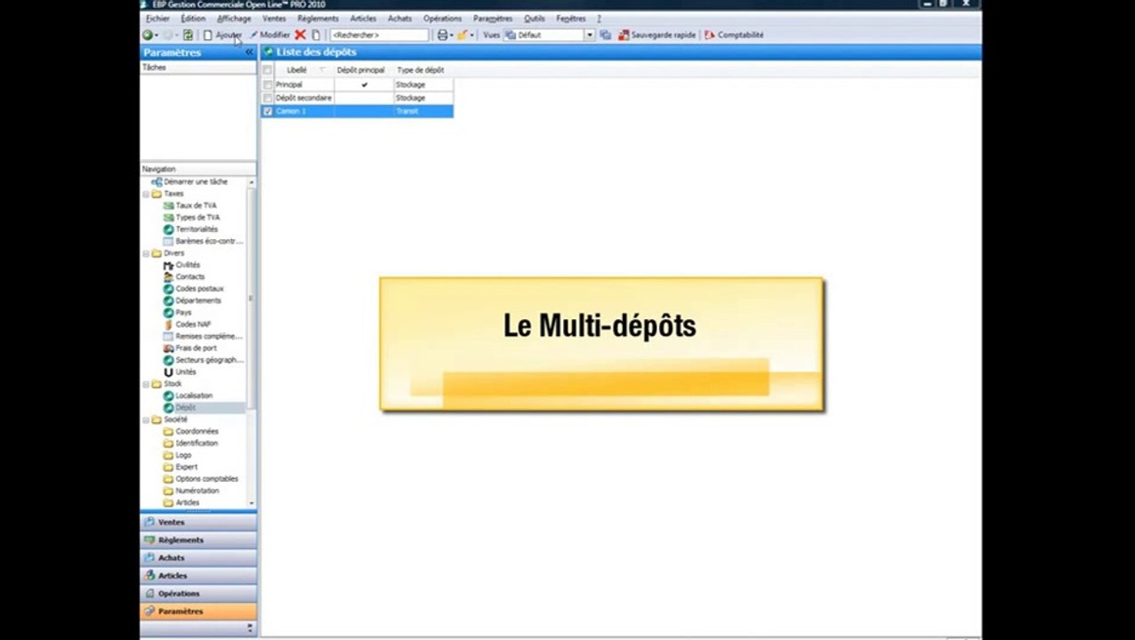 Tuto : Le multi-dépôts avec EBP Gestion Commerciale Ligne PME