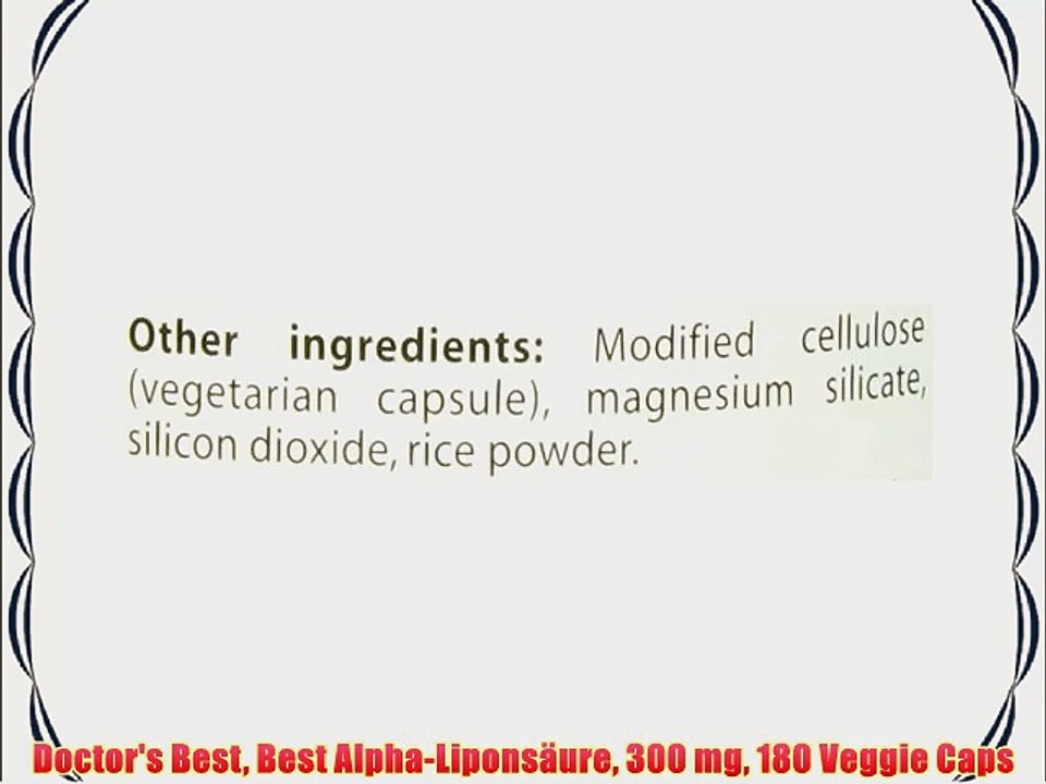 Doctor's Best Best Alpha-Lipons?ure 300 mg 180 Veggie Caps