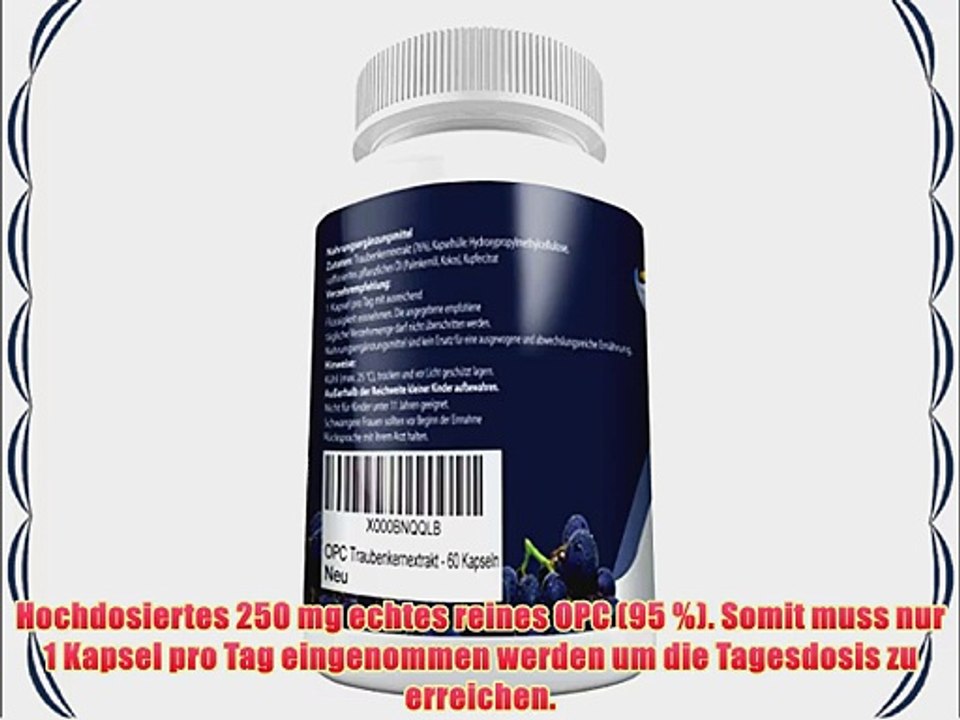 OPC Traubenkernextrakt Kapseln - Hochdosiert 250 mg reines OPC pro vegetarischer Kapsel - 2