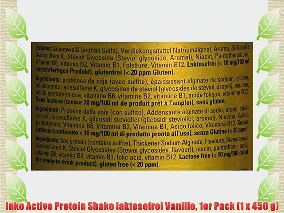 Inko Active Protein Shake laktosefrei Vanille 1er Pack (1 x 450 g)