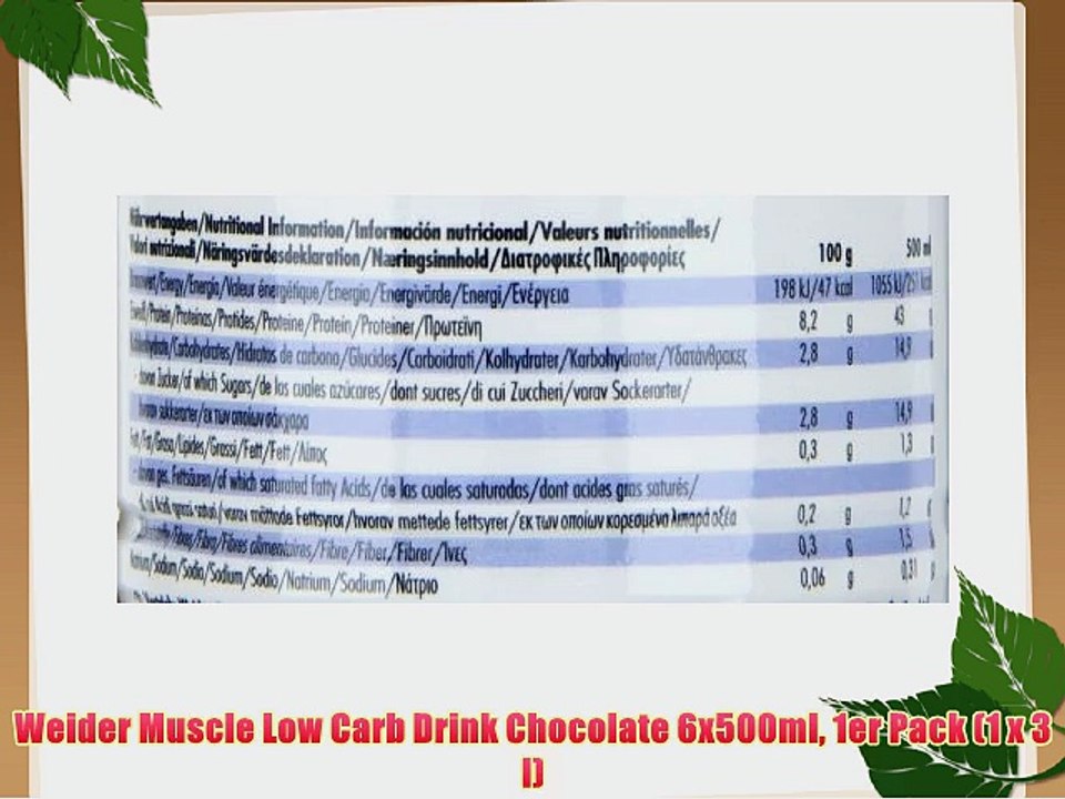 Weider Muscle Low Carb Drink Chocolate 6x500ml 1er Pack (1 x 3 l)