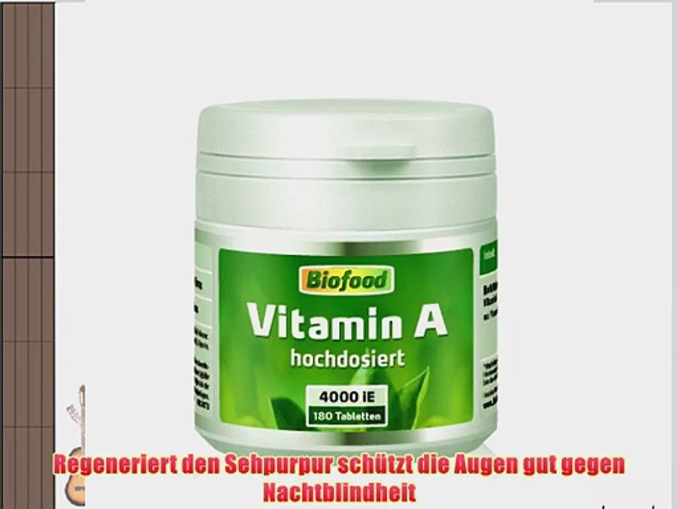 Biofood Vitamin A Retinol 4000 iE hochdosiert 180 Tabletten - wichtig f?r gutes Sehen.