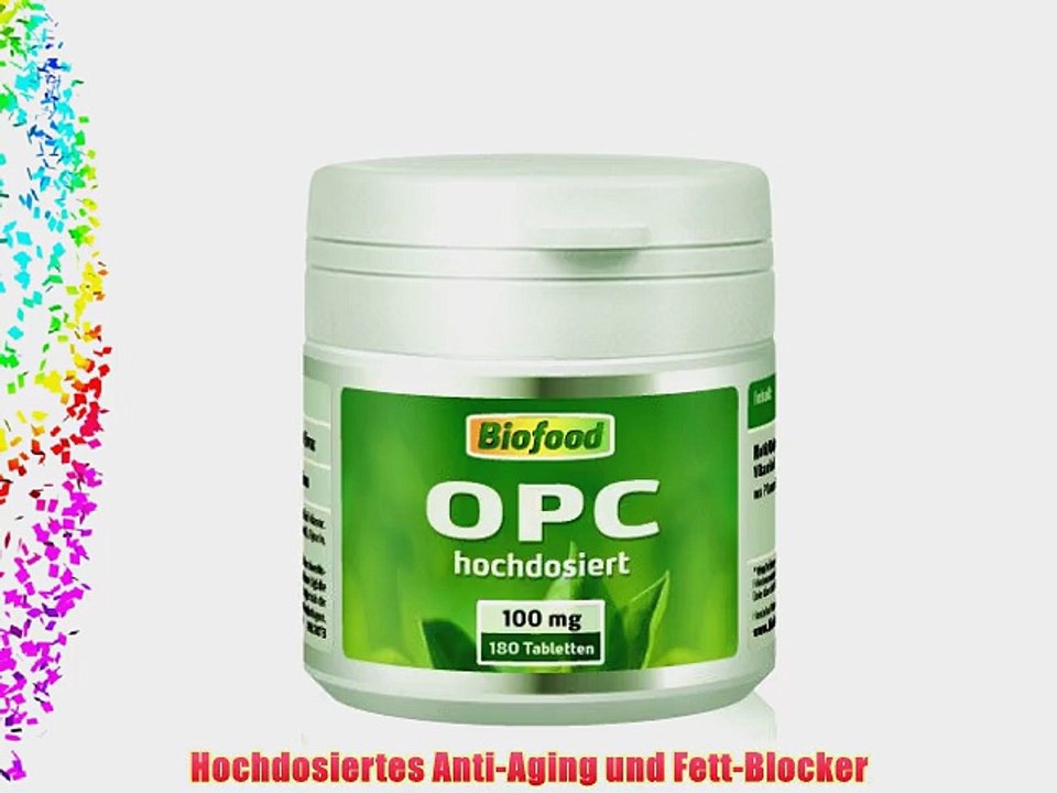Biofood OPC 100mg reines OPC hochdosierter Anti-Oxidant 180 Tabletten - aus Traubenkernextrakt