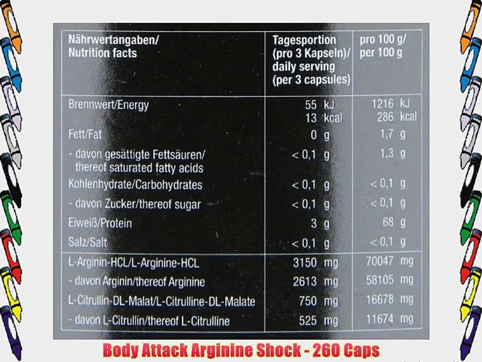 Body Attack Arginine Shock - 260 Caps