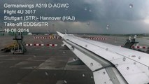 [Onboard] Germanwings A319-100 D-AGWC rainy and Thunderstorm take-off Stuttgart Airport [EDDS/STR]
