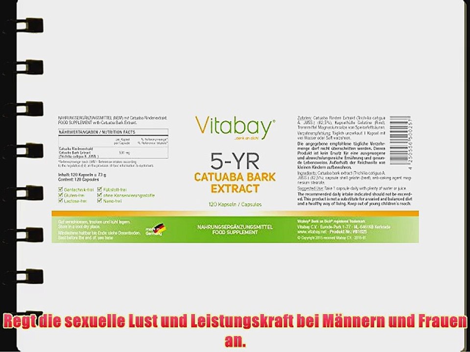 5-YR Yohimbe aus Catuaba Rinde - 500 mg - 120 Kapseln - wirkt positiv auf die Libido - f?r