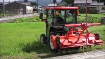 エアコンキャビン付小型トラクターで田を耕しました。　Kubota KT230
