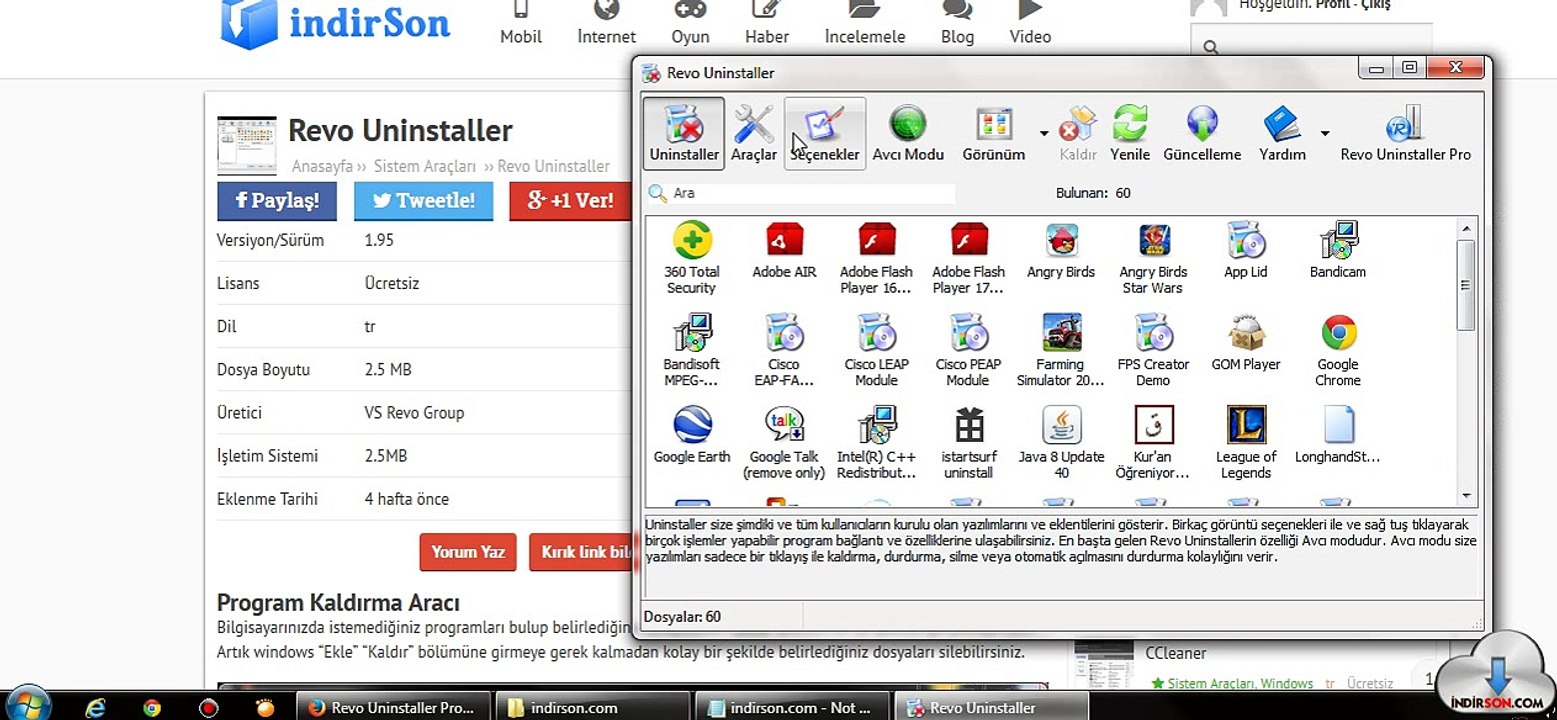 Revo Uninstaller kurulum kullanim
