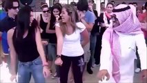 saudi guy in america, dancing with girls, front of university