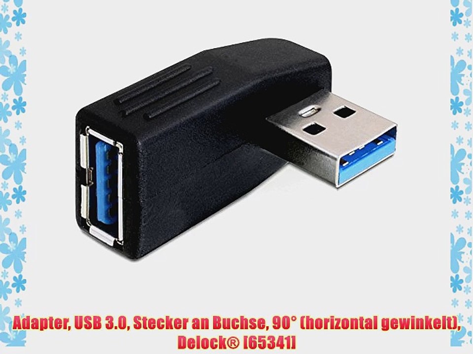 Adapter USB 3.0 Stecker an Buchse 90? (horizontal gewinkelt) Delock? [65341]