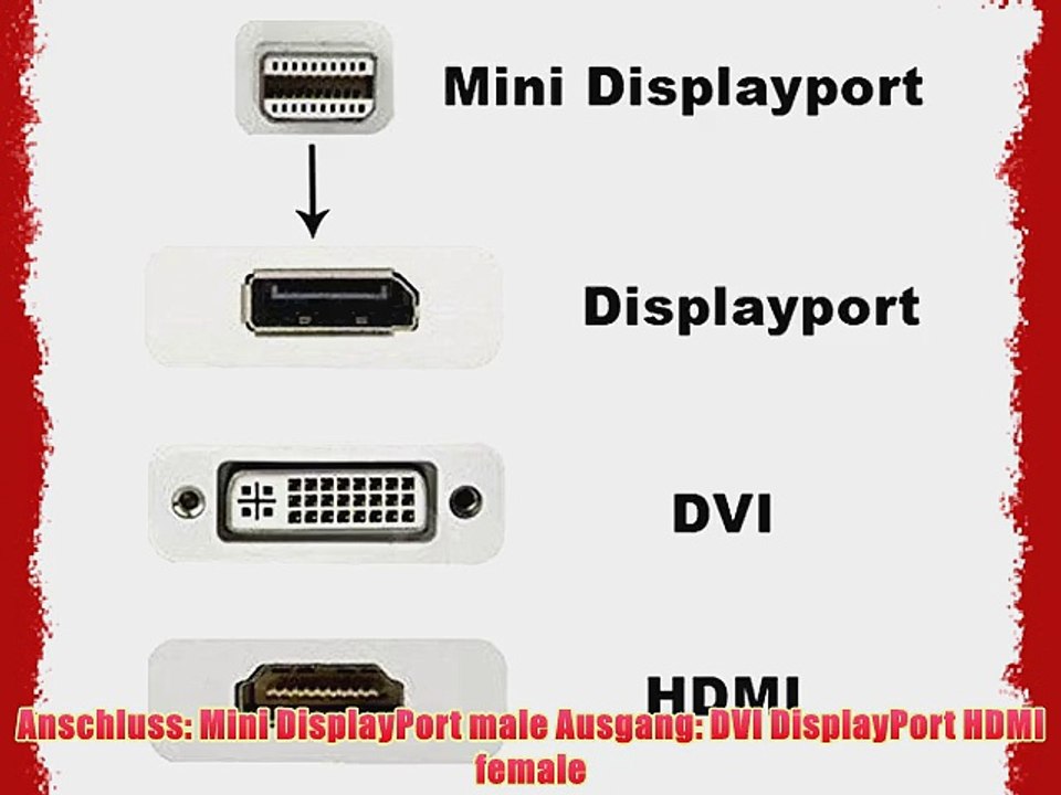 Mondpalast ? 3in1 Mini Display Port zu DisplayPort   HDMI   DVI Adapter Konverter kable fur