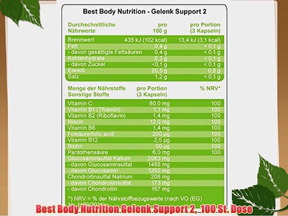 Best Body Nutrition Gelenk Support 2  100 St. Dose