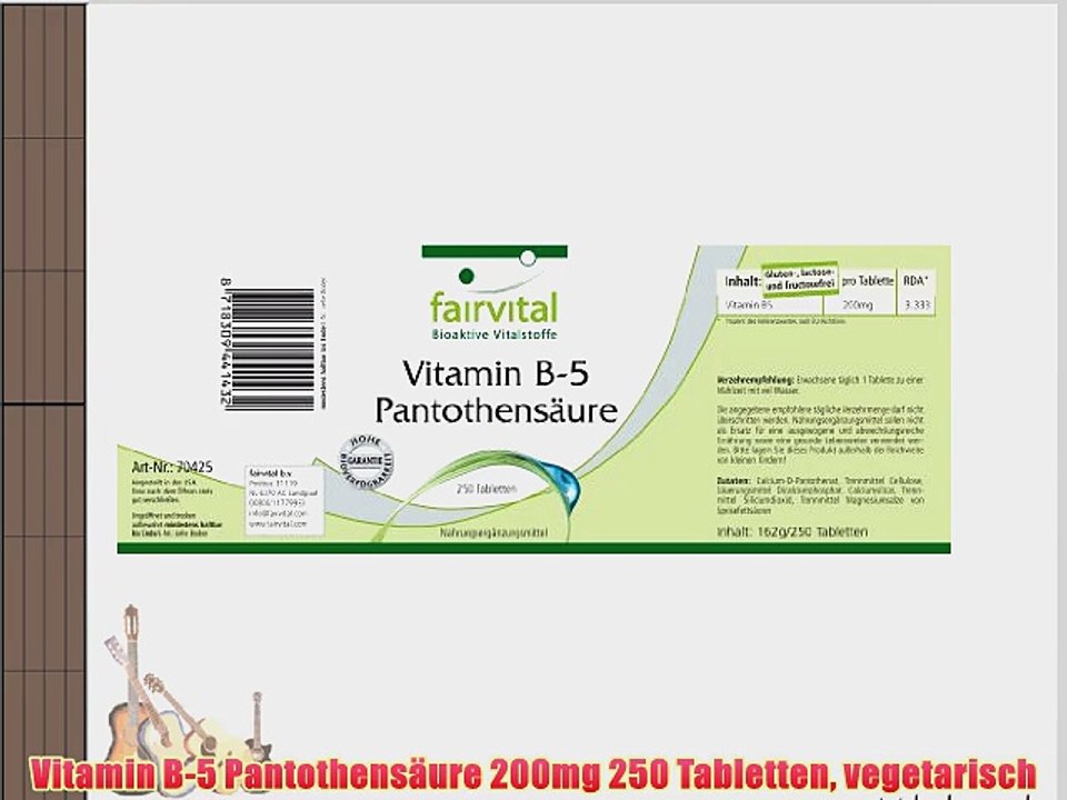 Vitamin B-5 Pantothens?ure 200mg 250 Tabletten vegetarisch