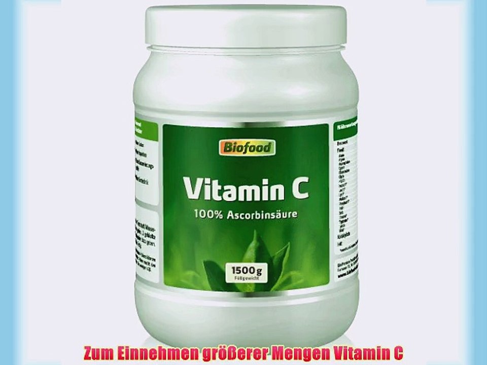 Biofood Vitamin C 100% Ascorbins?ure 1500g Pulver - das Schutzvitamin