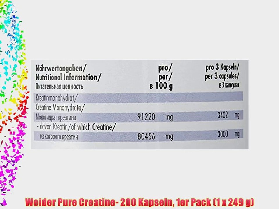Weider Pure Creatine- 200 Kapseln 1er Pack (1 x 249 g)