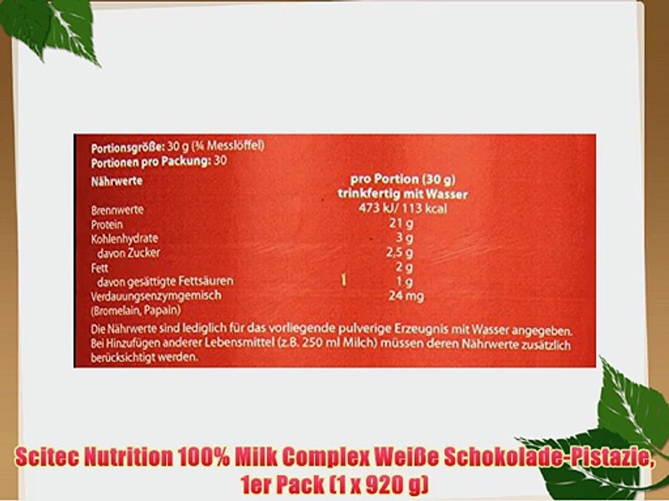 Scitec Nutrition 100% Milk Complex Wei?e Schokolade-Pistazie 1er Pack (1 x 920 g)
