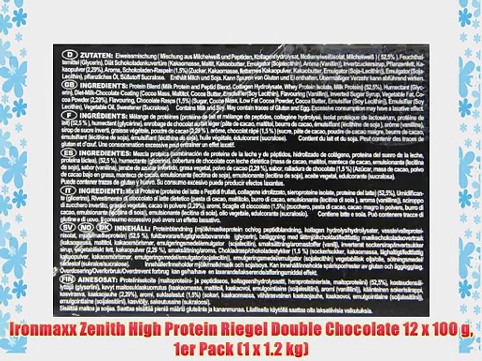 Ironmaxx Zenith High Protein Riegel Double Chocolate 12 x 100 g 1er Pack (1 x 1.2 kg)