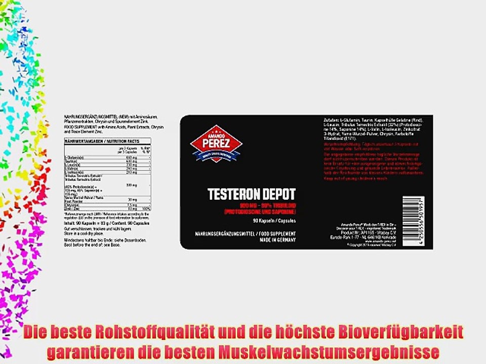 Testeron Depot - 900 mg - 90% Tribuloid - Protodioscin und Saponin - 90 Kapseln -Testeron Depot