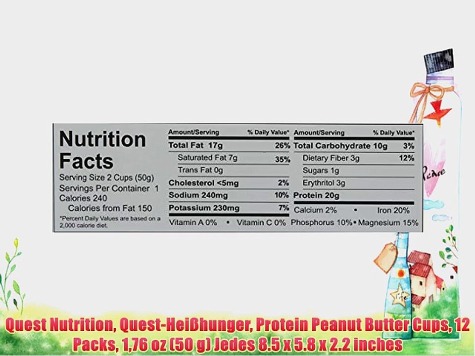 Quest Nutrition Quest-Hei?hunger Protein Peanut Butter Cups 12 Packs 176 oz (50 g) Jedes 8.5