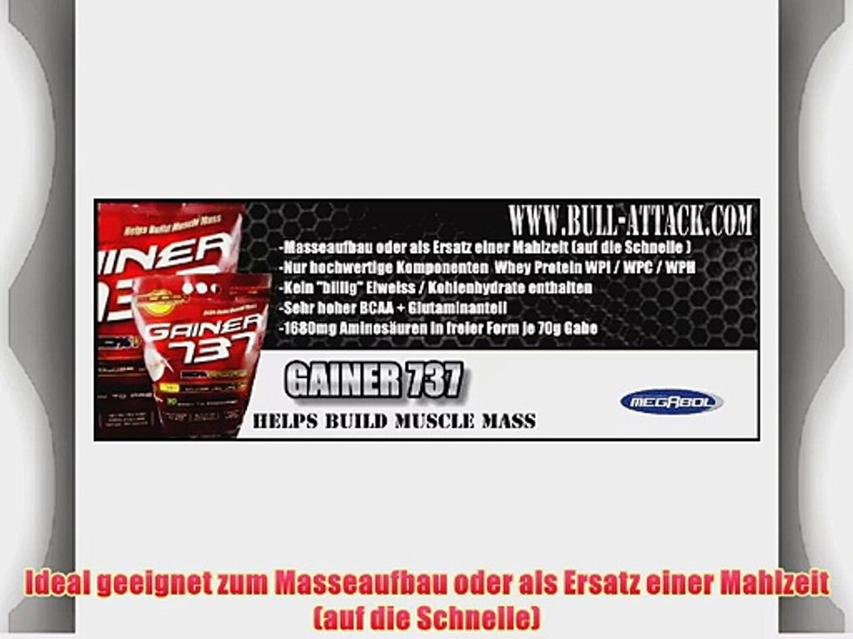 Megabol - Gainer 737 - Mass Gainer Whey Protein BCAA 3kg Erdbeere