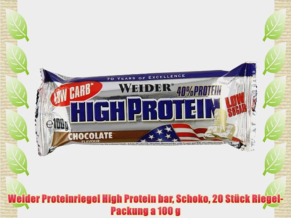 Weider Proteinriegel High Protein bar Schoko 20 St?ck Riegel-Packung a 100 g