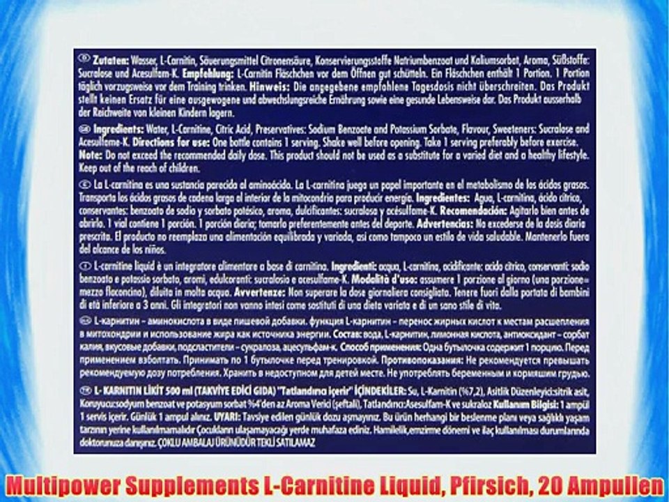 Multipower Supplements L-Carnitine Liquid Pfirsich 20 Ampullen