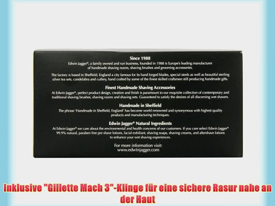 Edwin Jagger Rasur-Geschenk-Set- Pure Badger Dachshaar-Rasierpinsel Gillette Mach 3 Rasierer