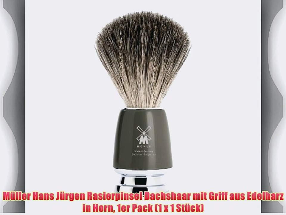 M?ller Hans J?rgen Rasierpinsel Dachshaar mit Griff aus Edelharz in Horn 1er Pack (1 x 1 St?ck)