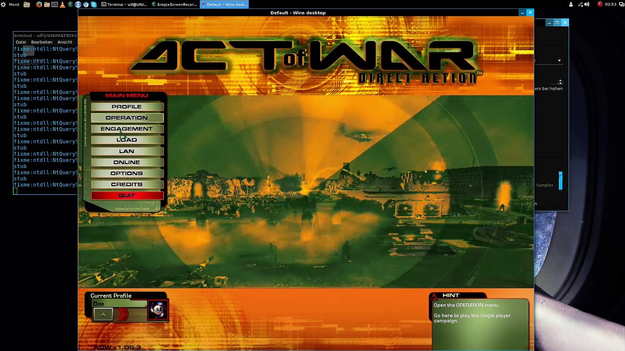 Arch Linux : Act of War [ mesa 10.6.2 + wine-staging 1.7.47 (pipelight repo)]