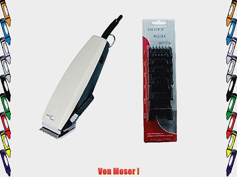 Moser Profiline Haarschneider Primat hellgrau ab 01mm   6 EXTRA Kunststoff-Aufsteckk?mme (1881-7170)