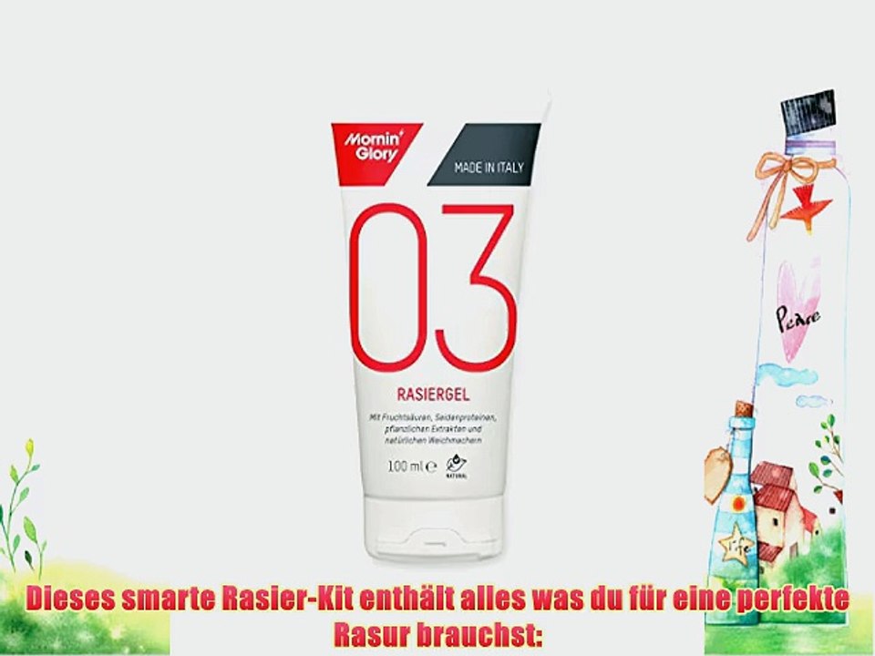Mornin' Glory - Starter Kit Plus mit Rasiergel: 4 Rasierklingen Alpha mit 5-Blatt-Klingenkopf