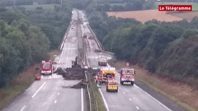 Morlaix. Le nettoyage du pont routier