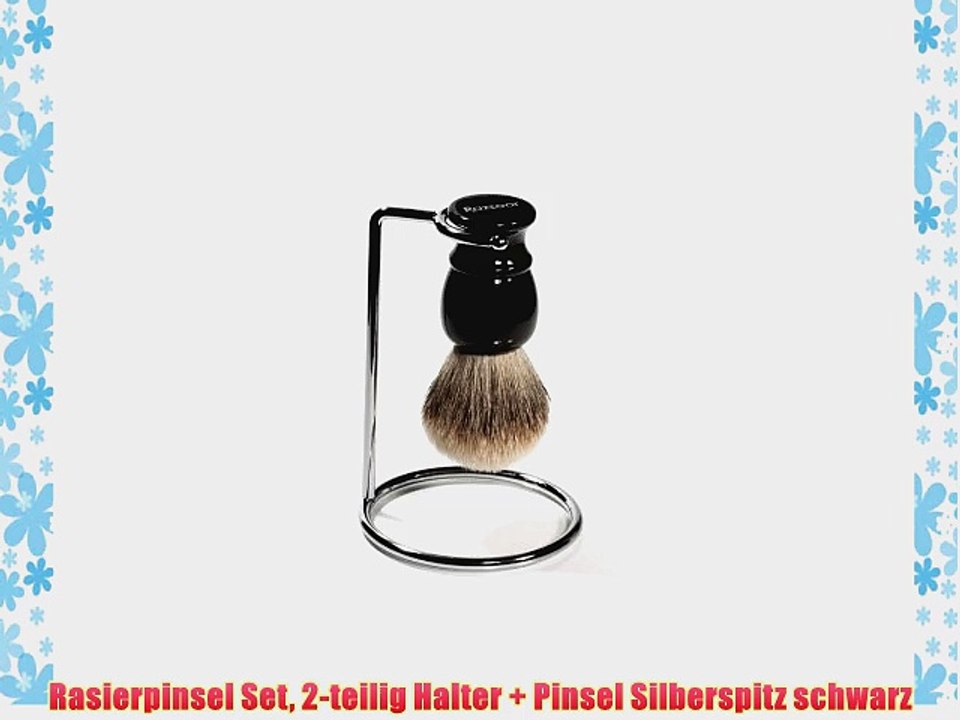 Rasierpinsel Set 2-teilig Halter   Pinsel Silberspitz schwarz
